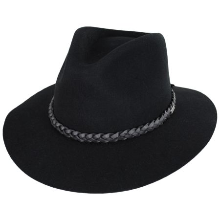 Messer Wool Felt Western Fedora Hat - Black