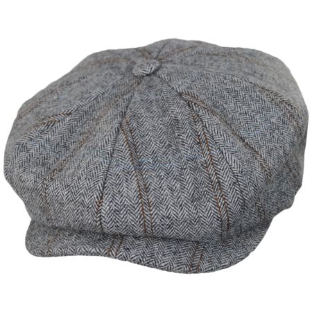 Brixton Hats Brood Baggy Wool Blend Herringbone Plaid Newsboy Cap - Gray