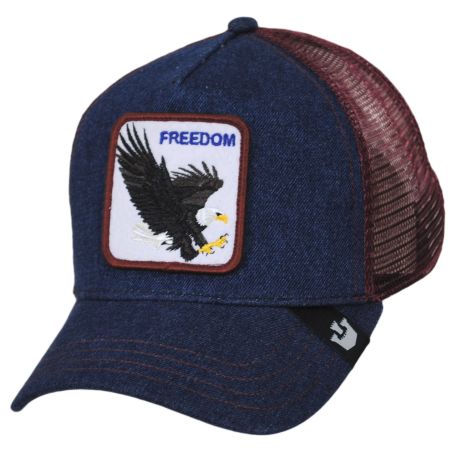Freedom Mesh Trucker Snapback Baseball Cap - Dark Denim