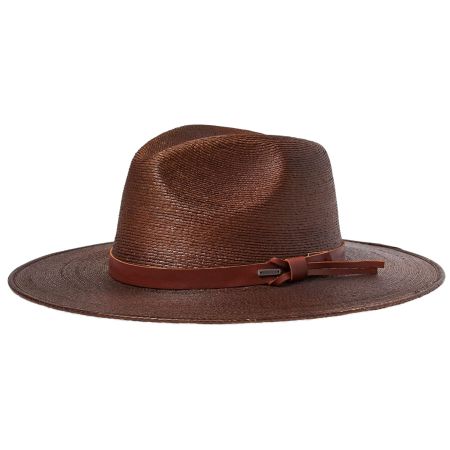 Brixton Hats Field Proper Palm Straw Fedora Hat - Dark Brown