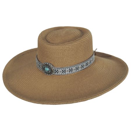 Toucan Collection Turquoise Band Toyo Straw Gaucho Hat