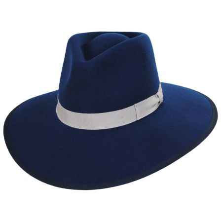 Jo Wool Felt Rancher Fedora Hat - Ocean Blue