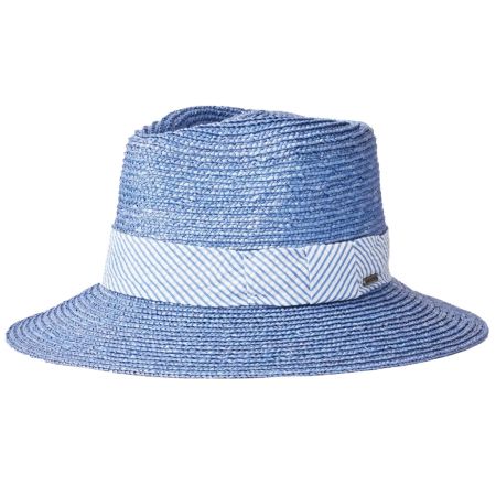 Brixton Hats Joanna Petite Brim Wheat Straw Fedora Hat - Slate