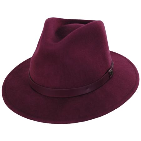 Brixton Hats Messer Wool Felt Fedora Hat - Maroon