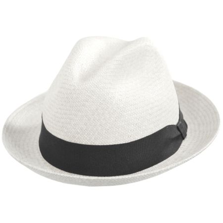 Jaxon Hats Panama Straw Trilby Fedora Hat - Bleach
