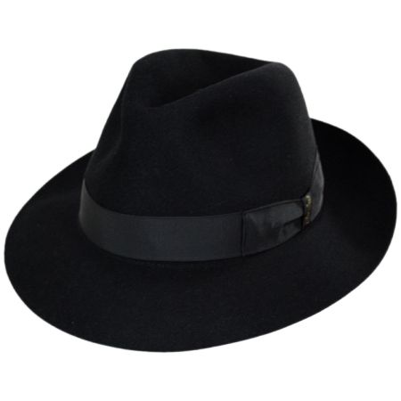 Alessandria Shaved Fur Felt Fedora Hat - Black alternate view 5