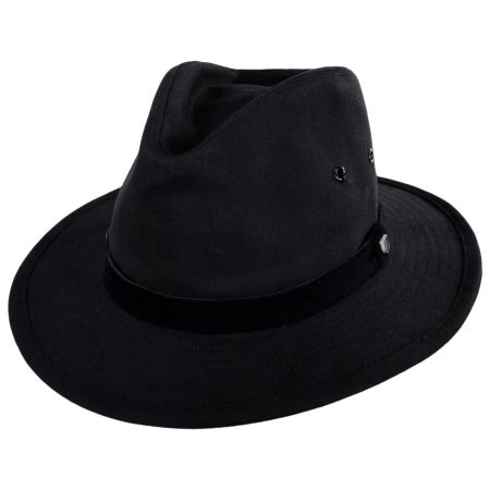 Messer X Adventure Cotton Safari Fedora Hat - Black alternate view 7