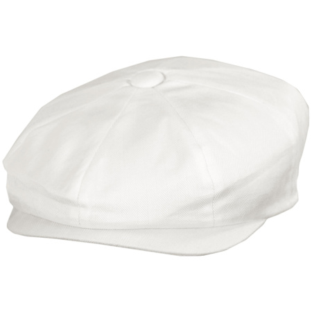 Baskerville Hat Company Glasbury Cotton Herringbone Newsboy Cap - Ivory