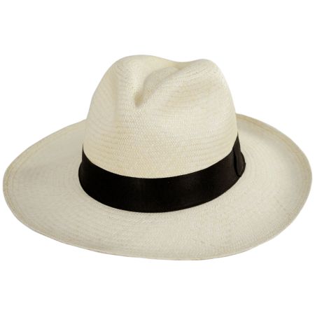 Hats Montecristi Panama Straw Grade 10 Clasico Center Pinch Fedora Hat - Natural