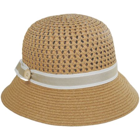 Toyo Straw Button Band Cloche Hat