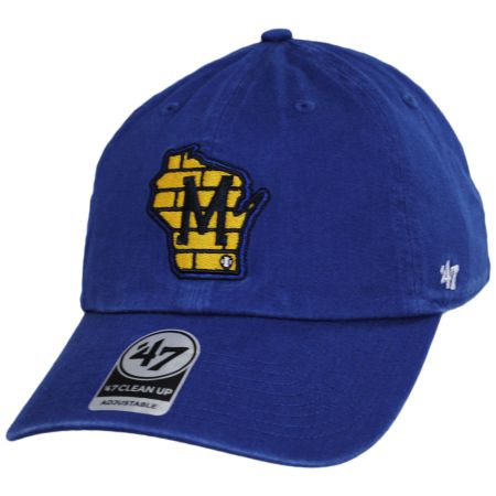 47 Brand Milwaukee Brewers MLB Clean Up Strapback Baseball Cap Dad Hat