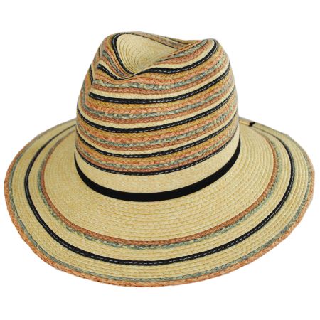 San Diego Hat Company Paradise Striped Toyo Straw Fedora Hat