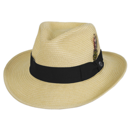  B2B Jaxon Summer Toyo Straw C-Crown Fedora Hat - Natural