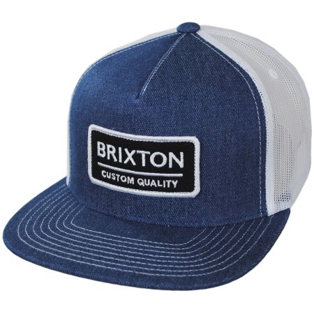 Brixton Hats Palmer Mesh Cotton Blend Trucker Snapback Baseball Cap - Denim Blue