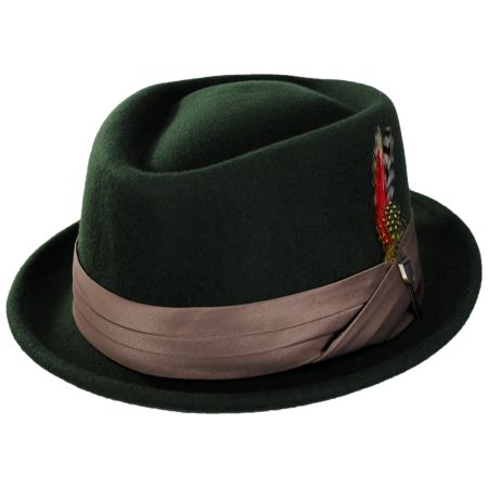 Brixton Hats Stout Wool Felt Diamond Crown Fedora Hat - Moss