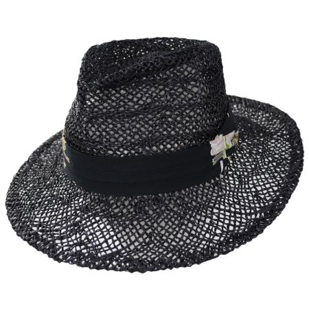 Brixton Hats Aloha Seagrass Straw Fedora Hat - Black