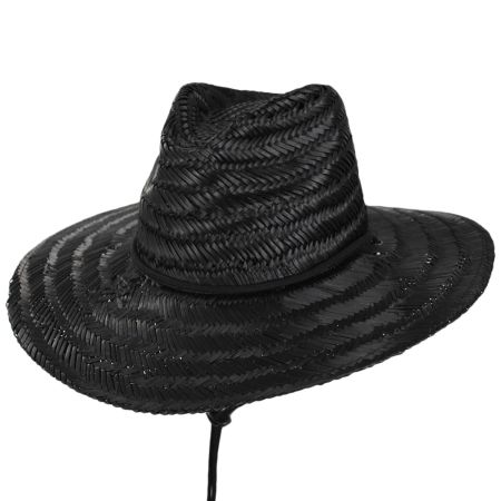 Brixton Hats Messer Palm Leaf Straw Lifeguard Hat - Black