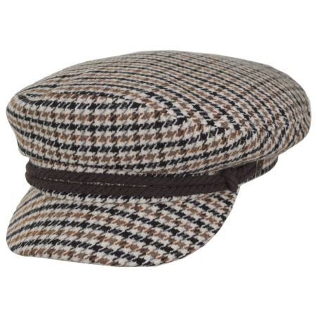Brixton Hats Houndstooth Wool Blend Fiddler Cap - Sand