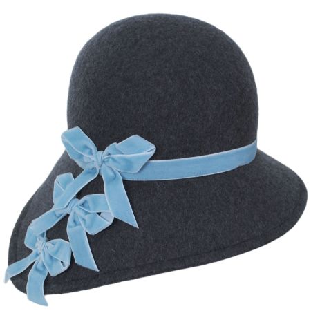 Triple Bow Asymmetrical Wool Felt Cloche Hat - Made to Order