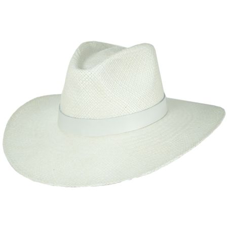 Harper Panama Straw Fedora Hat - White alternate view 6
