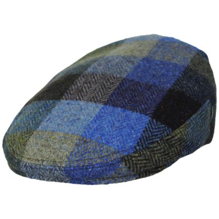 City Sport Caps Herringbone Squares Donegal Tweed Wool Ivy Cap - Blue/Green