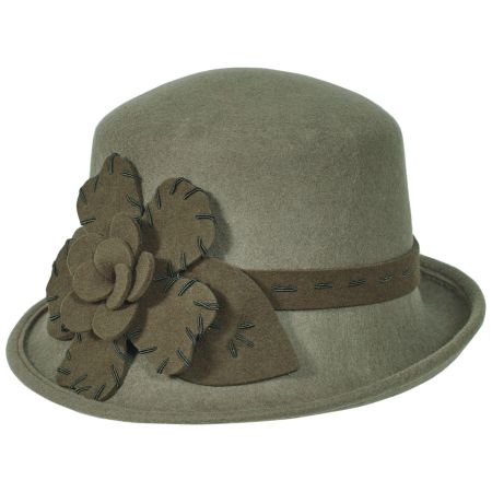 Saddle Stitch Rose Profile Wool Felt Cloche Hat alternate view 8
