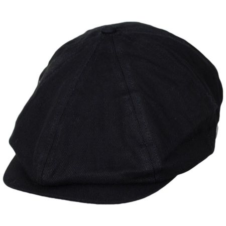 Brixton Hats Brood Herringbone Baggy Cotton Newsboy Cap - Black