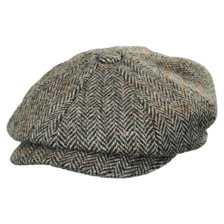 Failsworth Carloway Harris Tweed Wool Herringbone Newsboy Cap - Oatmeal