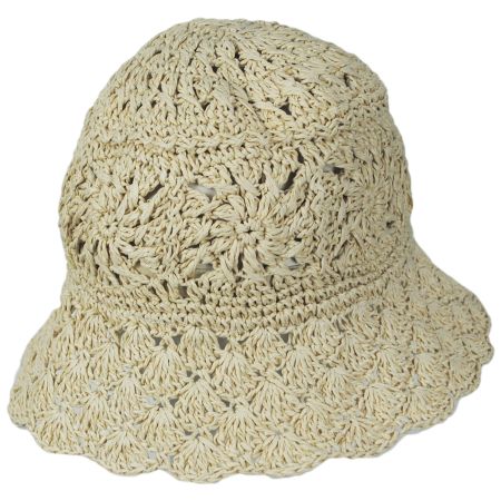 San Diego Hat Company Boho Crochet Toyo Straw Bucket Hat