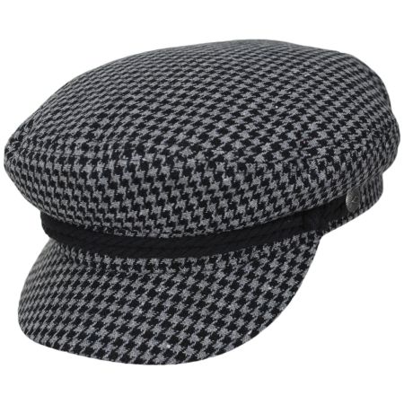 Brixton Hats Houndstooth Tweed Fabric Fiddler Cap - Gray/Black