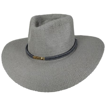 Nikki Beach Smokey Bangora Straw Fedora Hat