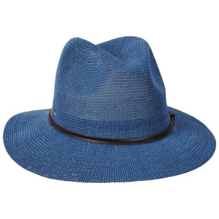 Scala Blossom Knit Toyo Straw Fedora Hat