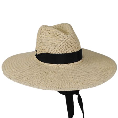 Volpino Toyo Straw Chin Tie Fedora Hat