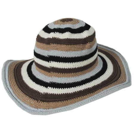 San Diego Hat Company Java Striped Cotton Crochet Sun Hat
