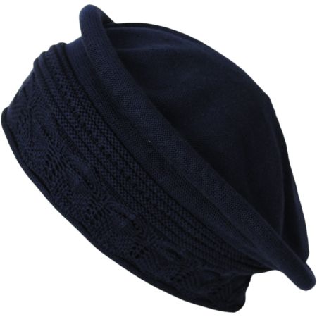 Pointelle Cotton Knit Topper Beanie Hat alternate view 9