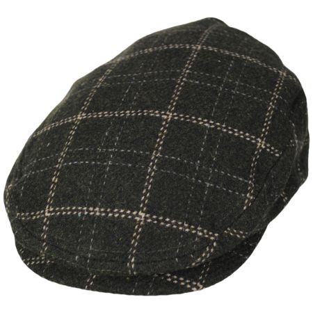 Brixton Hats Hooligan Lightweight Windowpane Plaid Ivy Cap - Moss
